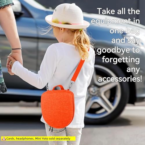 Image of Hard Case Compatible with Yoto Mini (2024 Edition), 3-in-1 Travel Bundle: Silicone Cover + Case with Shoulder Strap (Fits Mini Player & Headphones) + Up to 10 Card Holder for YOTO Cards (Orange)