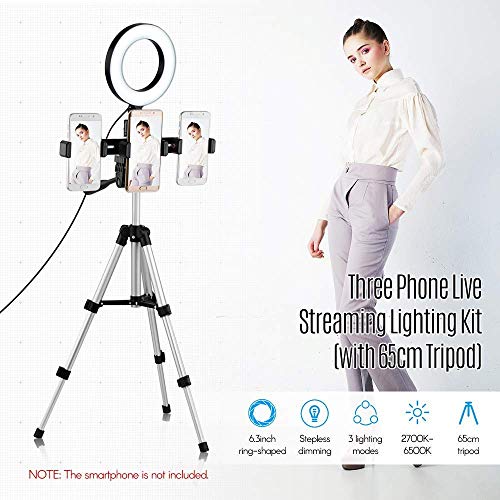 Image of 6.3Inch Led Ring Light with Tripod Phone Holder Bt Remote Control for Video Shooting Live Streaming Selfie Makeup Household Equipment