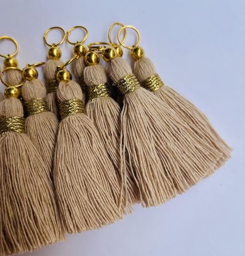Image of Zippy Flora Micro 1.5 inch Length Cotton Handmade Tassels for Saree /Blouse /Dupatta /DIY /Decor (Pack of 15) (Light Beige)