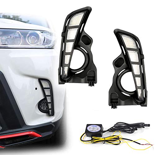 GTINTHEBOX High Power Switchback Amber & White Dual Color LED DRL Fog Driving Lights Extremely Bright with Sequential Turn Signal Lamps Lamp Kit Perfect Fit For 2017 2018 2019 Toyota Highlander - Thumbnail 2