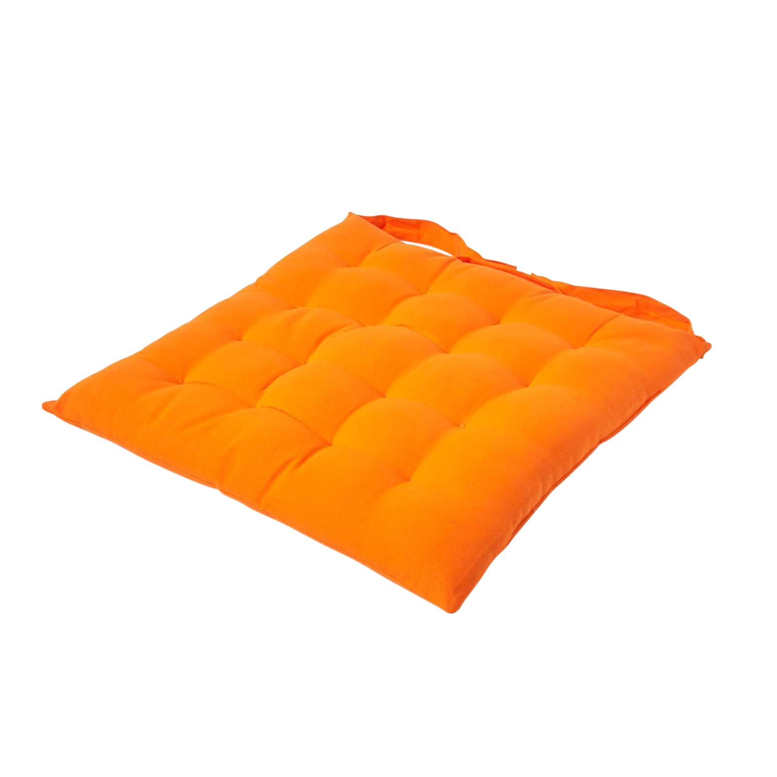 HOMESCAPES - Seat Pad - Orange - 40 x 40 cm - Indoor - Garden - Dining - Chair Cushion with a Button Tie Handle to fix to Chair - 100% Cotton - Well Filled - Easy Care - Washable At Home