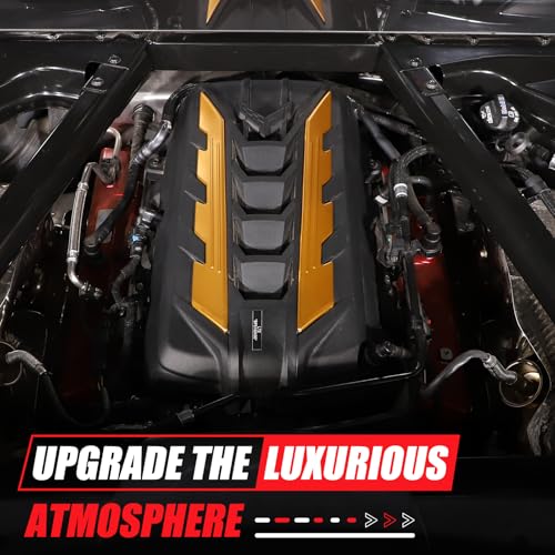 Image of Sekhyna Engine Bay Panel Cover Trim 2PCS Compatible with Corvette C8 Stingray 2020-2025 Engine Cover Left Right Protective High Temperature Resistance Cover Trim Accessories (Yellow)