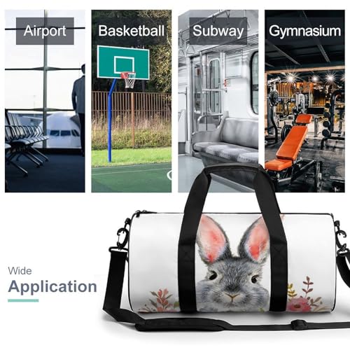 Duffel bag fleurs lapin 45x23x23cm compact et ultra résistant