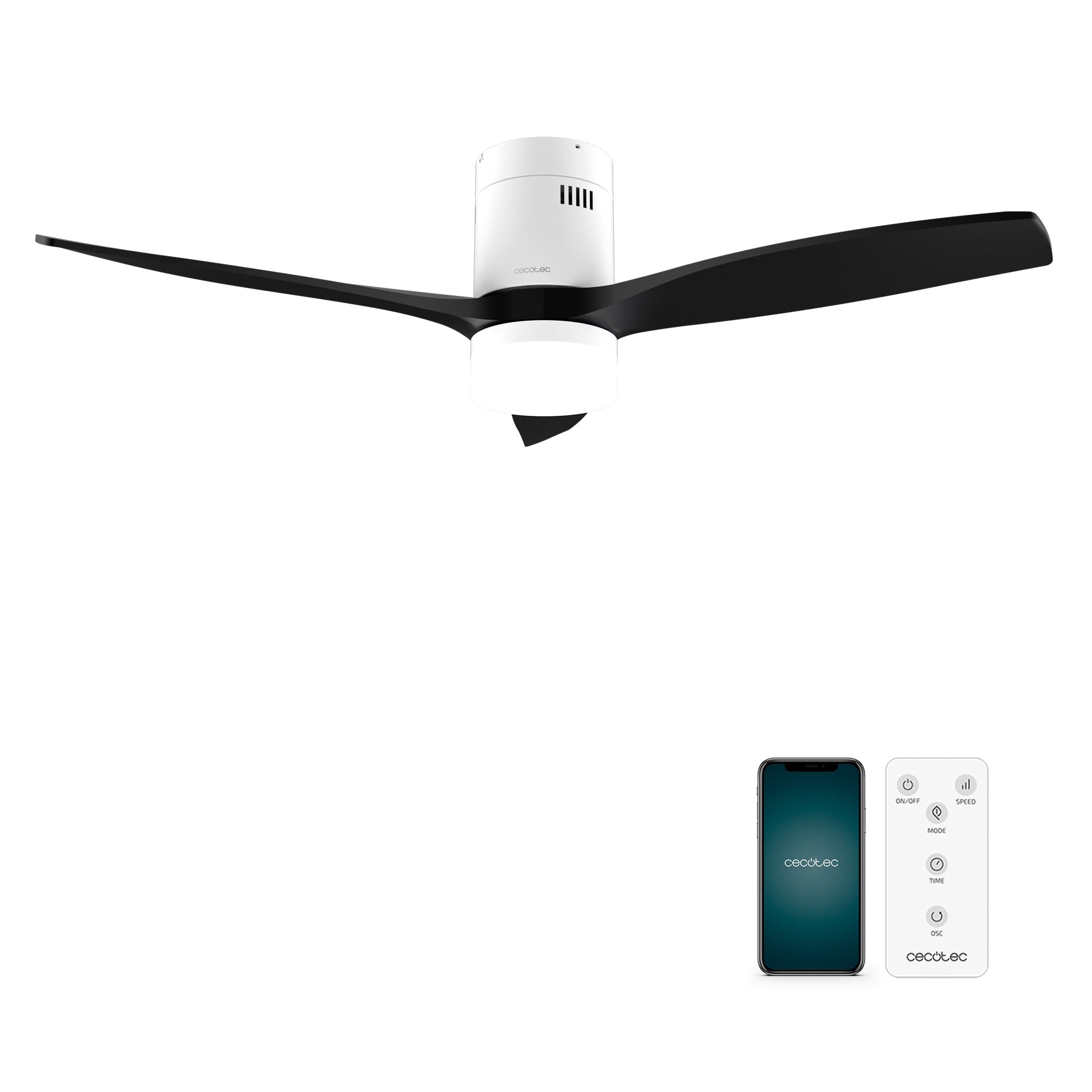Cecotec Ventilador de Techo con Mando EnergySilence Aero 5500 Aqua Black&White Connected. Motor DC 40W, Diámetro 132cm, 3 Aspas, Bajo consumo, Wifi, Exteriores, Temporizador, Verano e invierno — view 12
