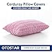 OTOSTAR Corduroy Decorative Throw Pillow Covers 12x20 Inch Super Soft Boho Striped Rectangle Pillow Covers Case Modern Cushion Covers for Sofa Couch Bedroom Car Decor Light Purple