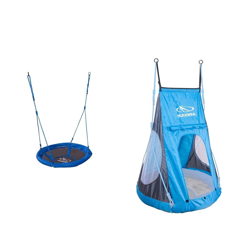HUDORA Nestschaukel, blau - 100 kg belastbar - 72126 & Zelt für Nestschaukel 90 cm Cosy Castle