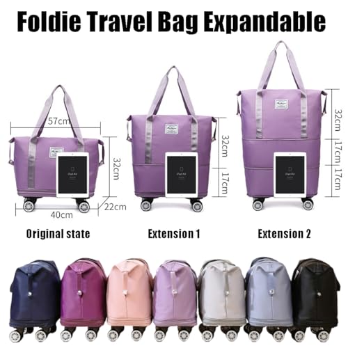 Beente Travel Bag with Wheels, Kulken Travel Bag, 2025 New Large Capacity, Foldie Expandable - Lightweight Carry (Light Grey)3