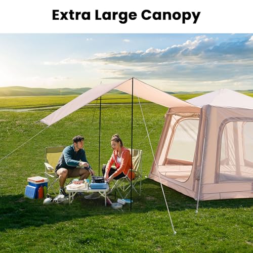 Inflatable Tents for Camping, Blow Up Tent with Hand Pump, Easy Setup InflatableTent 4 Season Tent, Waterproof Oxford Air Glamping Tents for Camping Adult 4/6/8 Person