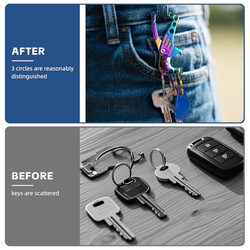 Image of Heavy Duty Key chain, Carabiner Clip Keychain with Bottle Opener, 3 Key Rings for Car Keys, Metal Secure Snap Lock, Family Present for Men and Women(Black+Multicolor,2-Pack)