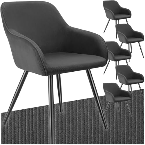Tectake Sillas De Comedor, Silla Acolchada Con Tejido De Pana, Respaldo Continuo, Patas De Acero Robustas, Muebles Comedor, Sillas Comedor Modernas, Silla Comedor Nordica - 6 Sillas Antracita Negro Tectake Sillas De Comedor, Silla Acolchada Con Tejido De Pana, Respaldo Continuo, Patas De Acero Robustas, Muebles Comedor, Sillas Comedor Modernas, Silla Comedor Nordica - 6 Sillas Antracita Negro