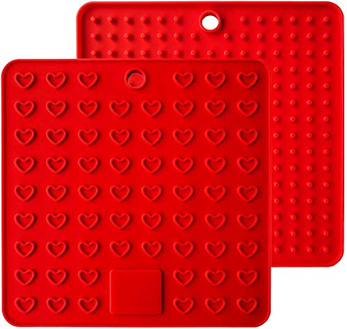 Fullgaden Multipurpose Silicone Pot Holders, Trivets, Jar Openers, Spoon Rests - Extra Thick Protection - Set Of 2, Red #TOP20