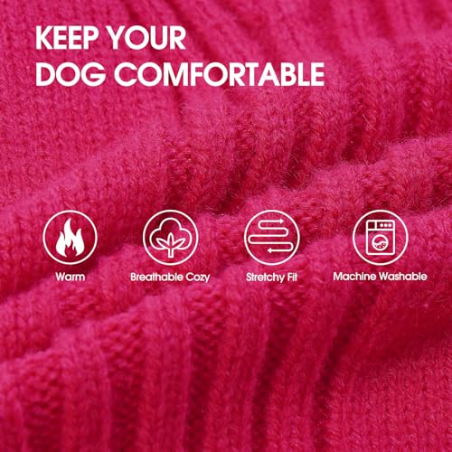 Image of Turtleneck Dog Sweater,Thermal Knitted Sweater for Small Dogs Girl Boy, M | 4-Way Stretchy Fit, Cozy & Warm Pullover Clothes for Fall Winter, Indoor & Outdoor Knitwear, Fit for Frenchie, Dachshund