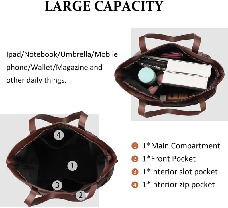 Hobo Bags for Women Soft Foldable Vegan Leather Shoulder Handbag Stylish Slouchy Tote Purses