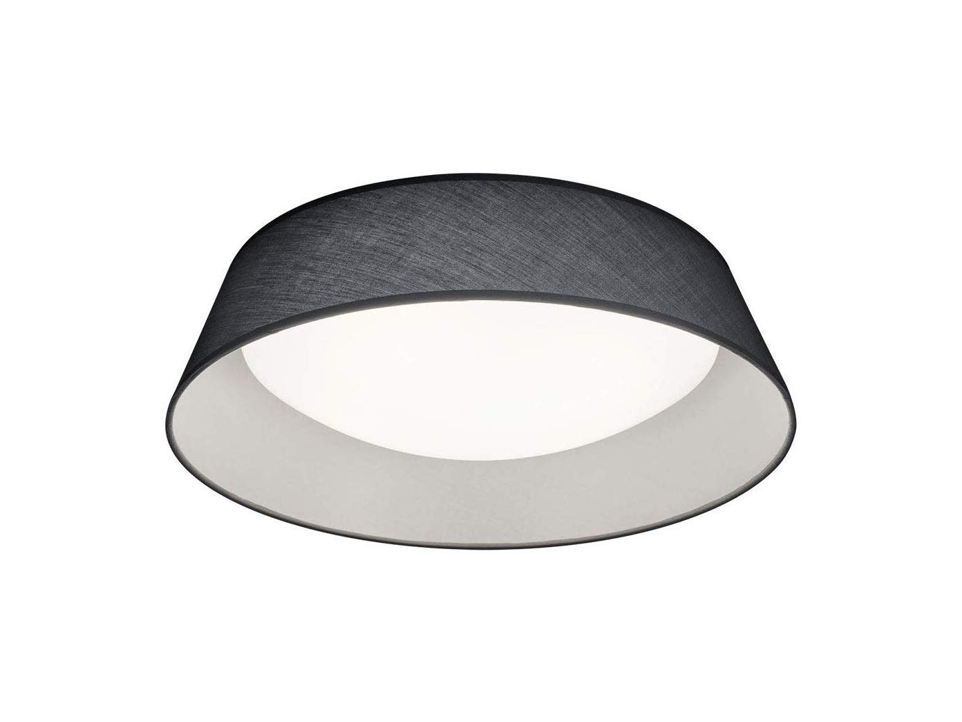 Reality Leuchten LED Deckenleuchte Ponts R62871811, Acryl weiß, Stoffschirm grau/weiß, inkl. 18 Watt LED