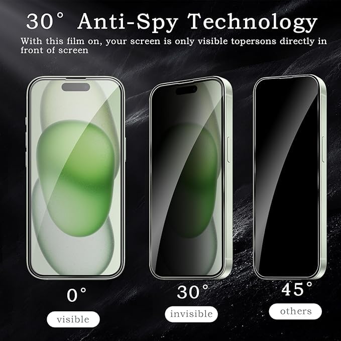 Image of [ 2+2 Pack Privacy Screen Protecor for iPhone 15 Plus Anti-Spy Shatterproof Tempered Glass with Camera Lens Tempered Glass 9H Hardness Bubble Free Anti-Glare Case Friendly