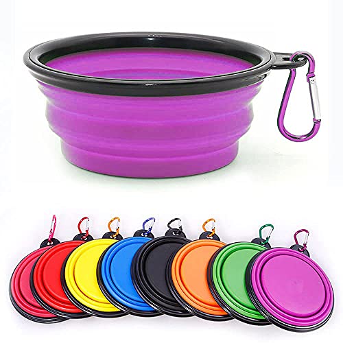 Ciotola pieghevole per cani, ciotola pieghevole per cani per gatti, cani, piatto portatile per l'irrigazione per animali domestici, ciotola portatile per alimenti d'acqua per cani con moschettone