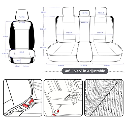 Image of Elantrip Car Seat Cover Full Set Leather Car Seat Protector Universal fit for Most Cars SUVs and Trucks Water Proof Front and Rear Seat Protector Black