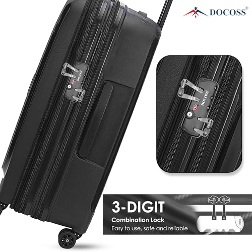 Image of DOCOSS - Pack of 2-TSA Locks for Luggage,Suitcase Trolley Bag Lock,4 Chain Zippers Locks,Number Lock for Bag, Combination Lock for Travel (Black)