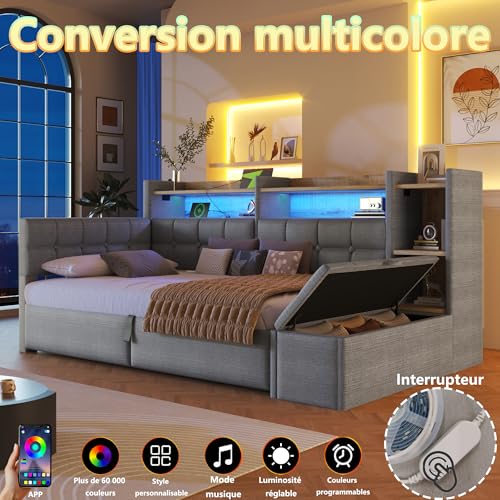 Cama de día Idemon de terciopelo ideal para habitaciones con poco espacio 8
