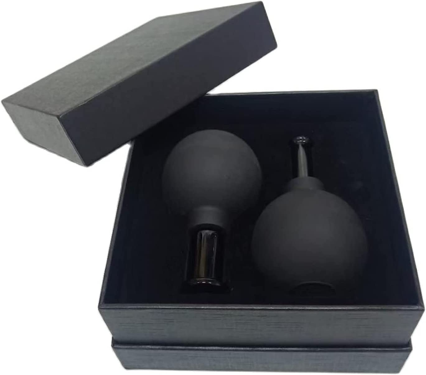 Juego de terapia de ventosas, masaje con ventosas, kit de ventosas, Estiramiento facial dedicado facial negro Goma Silicona Vidrio Vacío Masaje Ventosas Ventosas Alternativa de masaje (Color : 2 Cups