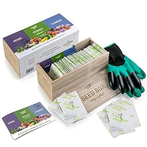 Grow Your Own Seed Box by Garden Pack – 100 Varieties of Flower, Herb, Vegetable Seeds – Gardening Gifts for Women