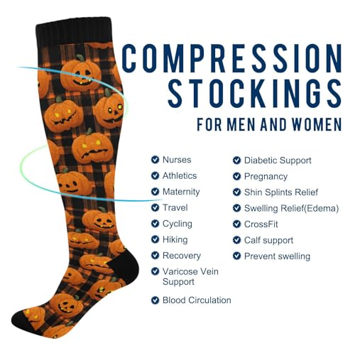 Image of Wusikd Pirate Skulls Compression Socks for Women and Men Circulation Cute Long Socks for Athletic Running 1
