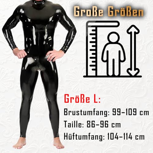 MR.HIPPE Latex Body für Mann und Frauen Ganzkörper Wetlook Catsuit Schwarz Mit Rückenreißverschluss Sexy Outfit für Damen Und Herren Body Ouvert Cosplay Kostüm Fetish Lack Sissy Kleid Club Outfit