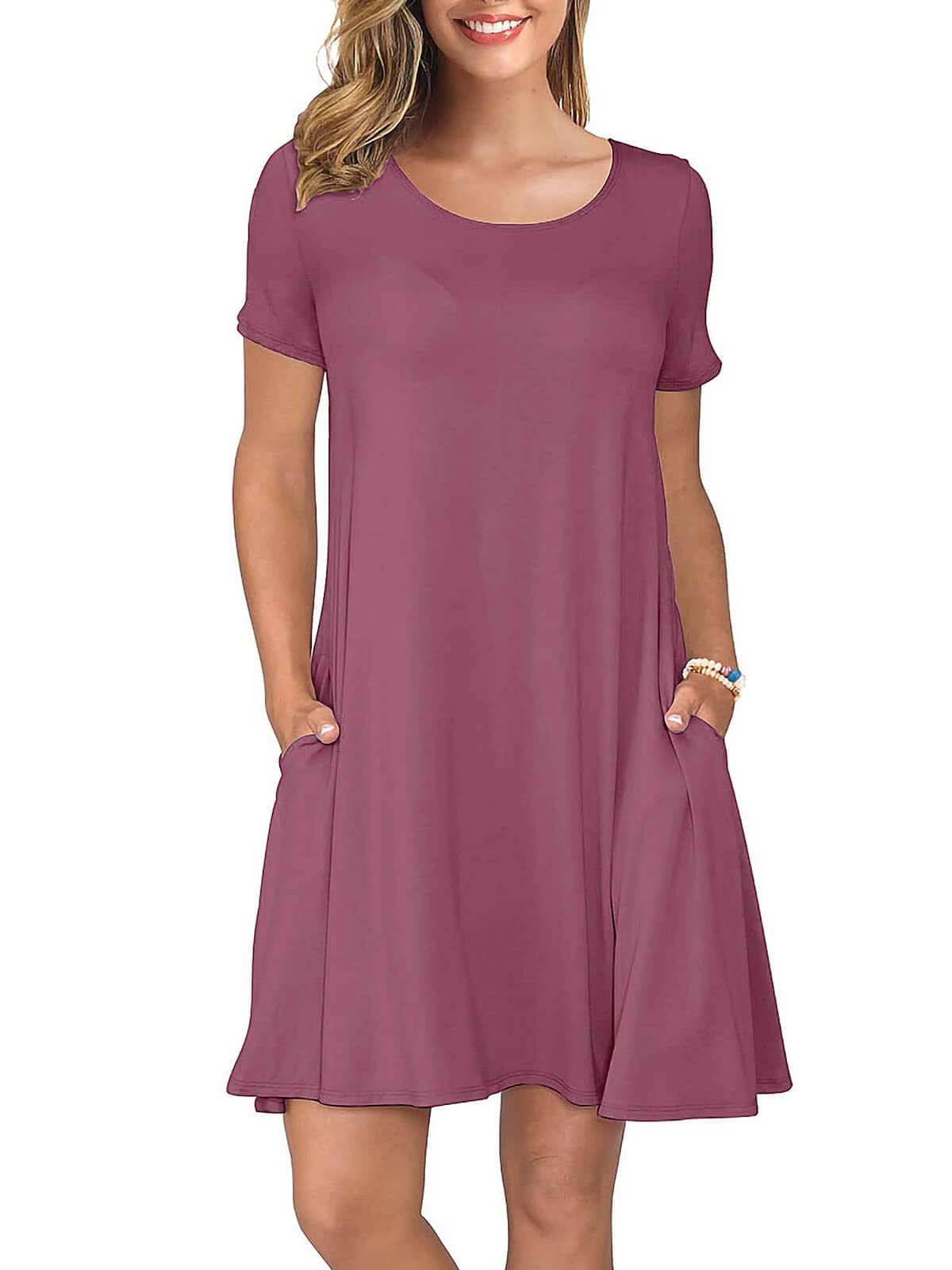 KORSIS Summer Dresses for Women Casual T-Shirt Short Sleeve Dresses Swing Flowy Beach Vacation Sundress with Pockets (S-3XL)