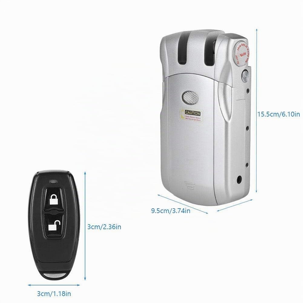 MAGT Cerradura Electrónica de Seguridad, Invisible, Sin Llave, Control Remoto y Aplicación, Plata