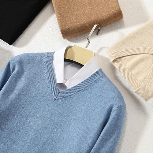 Men V Neck Sweaters Knitting Pullover Soft Male Solid Color Slimming Sweaters3