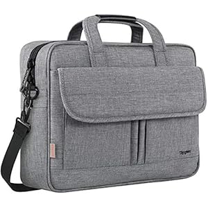 Taygeer Laptop Bag 15.6 Inch Water Resistant Briefcase with Shoulder Strap Shockproof Office Bag Business Computer Carry case for Men Women suitable for Work Travel, Grey