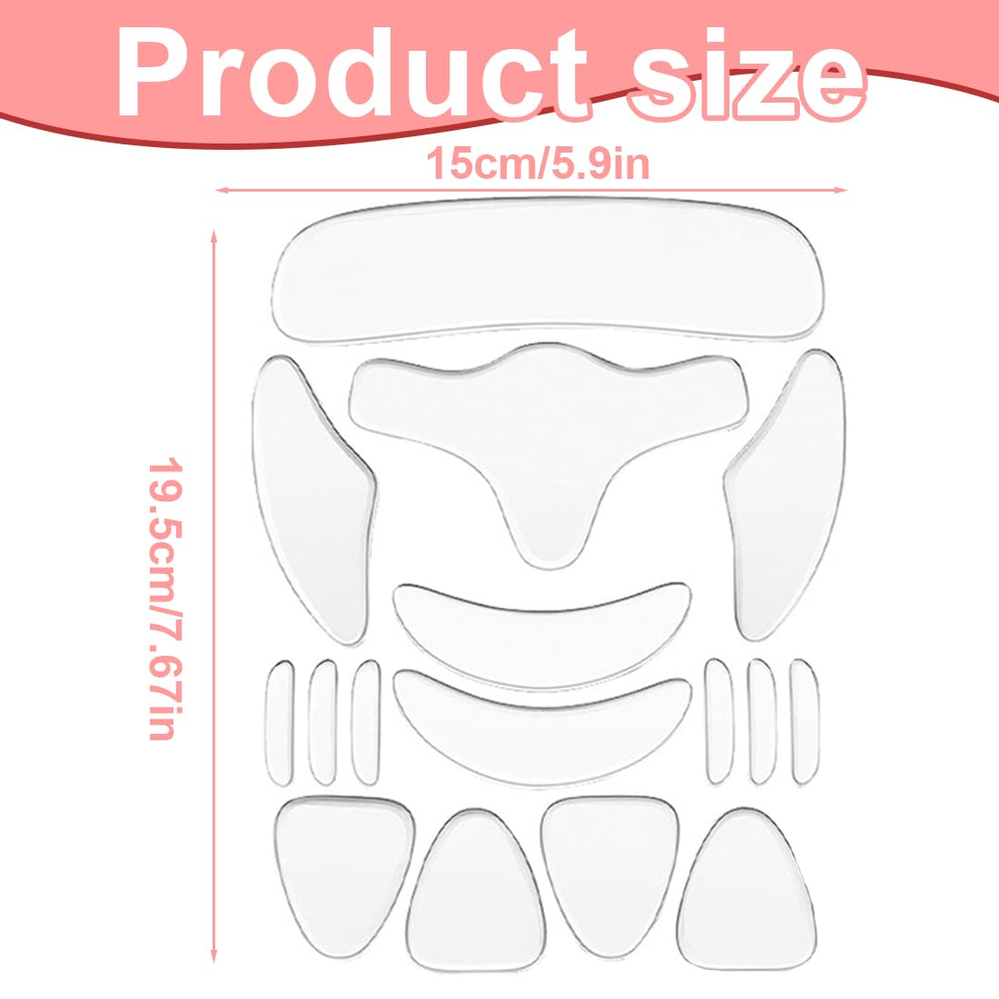 Cerotti per Il Viso Silicone Pad Silicone Riutilizzabili Adesivi Antirughe per il Viso Compreso di Petto Patch Collo Collo Maschera Gli Occhi Guancia Fronte Pad per Riduzione Rughe, 16 pezzo