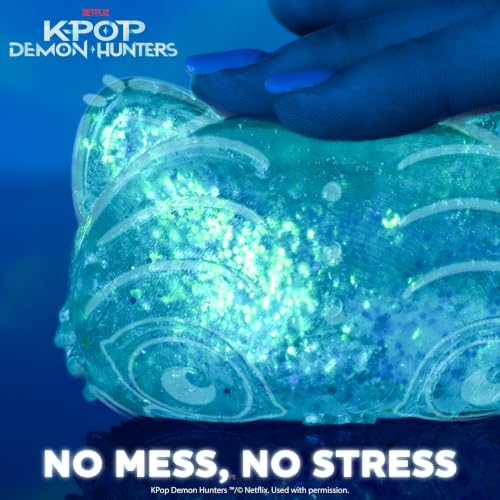 Image of Netflix Kpop Demon Hunters Derpy Blue Gelli Gels - Slow-Flow Glitter Squishy Sensory Toy, Sugar Squish Stress Fidget for Kids & Teens