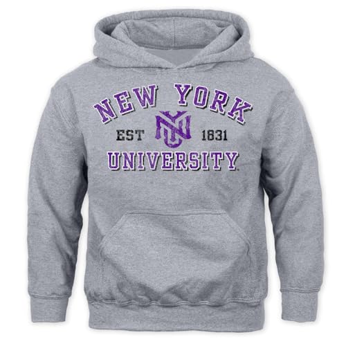 Barnesmith New York University Apparel NYU Violets Unisex Youth Hooded Sweatshirt Vintage Sport Grey Small