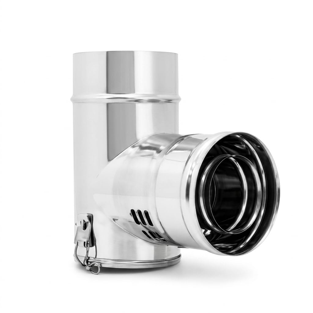 MAKA Codino Coassiale T 90 Maschio-Femmina MF Pellet Inox Ø 80/130 mm