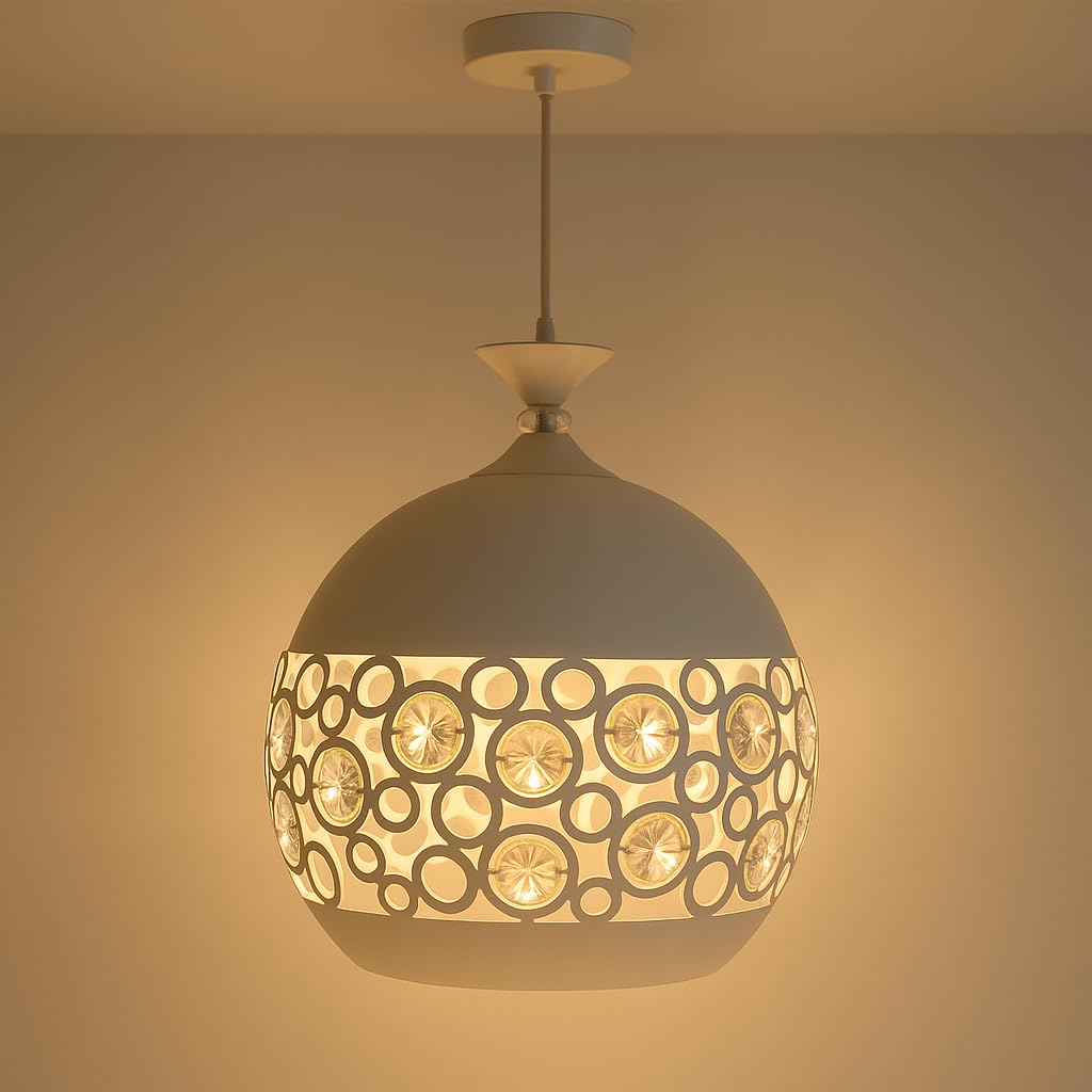 MAKA Lampadario Moderno a Sospensione con Supporto Lampadina E27 in Cristallo Ferro Opaco Lampada da Soffitto Diamanti per Sala da Pranzo Cucina Tavolo Camera da Letto Bar 100 cm x 30 cm Arabesque
