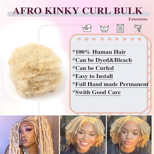 Extensiones de rastas rubias de cabello humano afro para trenzado de 6" 2