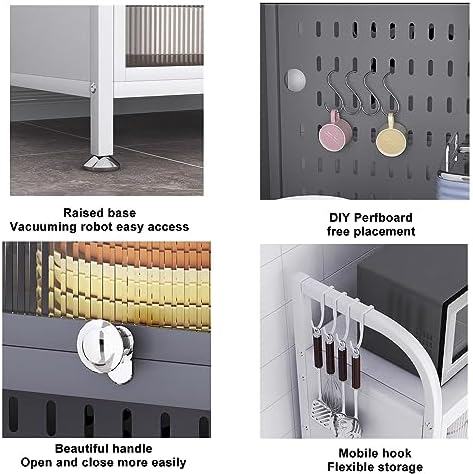 4-Tier Kitchen Storage Cabinet - Versatile Bakers Rack, Microwave Oven Shelf & Coffee Bar Organizer with Flip Doors - Space-Saving Storage Solution for Home, Office, Pantry & Garage