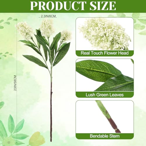 Image of 4 Pcs Artificial Flowers for Decoration, 23 Inch Faux Berry Stems Faux Skimmia Spray with Leaves Fake Flowers for Vase Home Table Floral Arrangement Wedding Decor(Milk White,Yinyu Fruit)