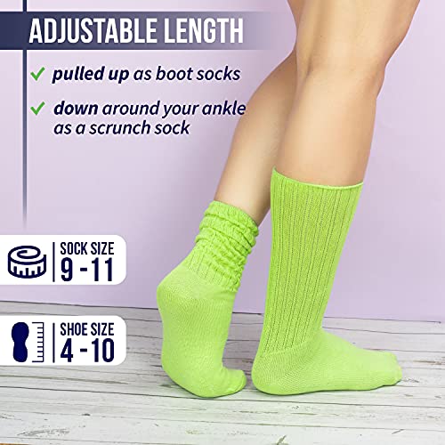 Mdr Distributors Lightweight Cotton Slouch Sock For Women And Men 1 Pair Made In Usa Size 9 To 11 (Lime) #TOP2