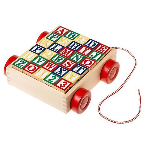 Image of Melissa & Doug﻿ Classic ABC: 30-Piece Wooden Block Cart Bundle with 1 Theme Compatible M&D Scratch Fun Mini-Pad (01169)