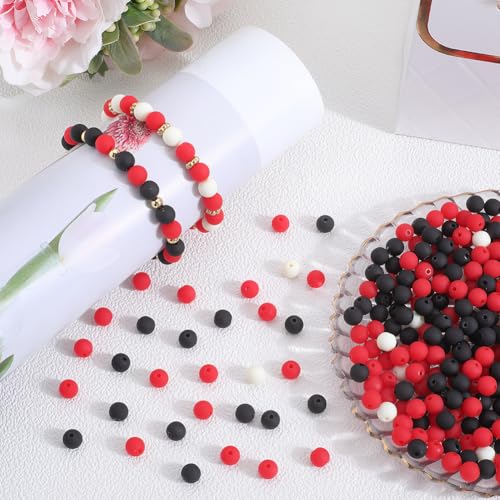 SOFPLATE 1 Box 500Pcs Acrylic Round Beads Bubble Gum Bead Bulk Black Red White Plastic Frosted Balls Bubblegum Pastel Matte Loose Beads for jewellery Making Bracelets Beading Necklaces Earrings Crafts - Image 4