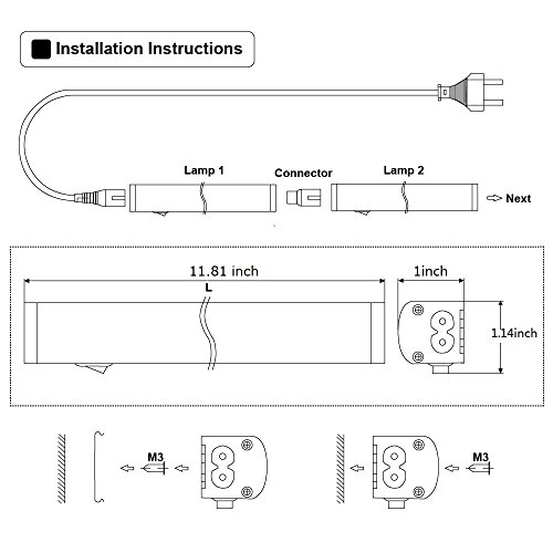 Ucl-02 110V 6W Extendable Multi-Function Led Under Cabinet Lighting Fixture - Warm White - 3000K Led Mirror Light - 72 Leds 120° Beam Angle Aluminum Housing For Cabinet, Bathroom, Accent Lighting #TOP2