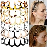 Supgoodom 6 PCS Zig Zag Headbands Plastic Wavy Hair Head Band Comb with Teeth Hoop Accessories for Women Men Girls, Fashion Tortoiseshell&Amber