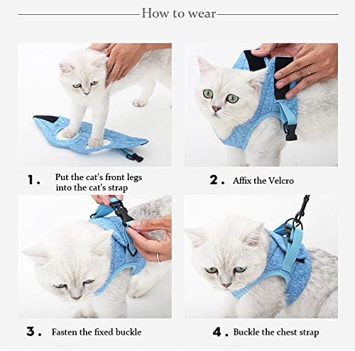 Cat Harness and Leash Set for Walking Lightweight Escape Proof Kitten Vest Harness Soft Fit for Cat Puppy Rabbits Easy Control (S, Grey)
