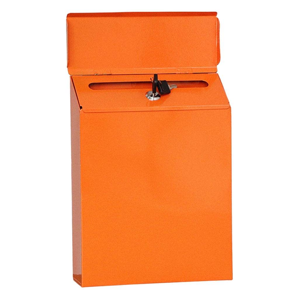 Mailbox Locking Wall Mounted Comment Drop Box Payments Holder Postbox Orange