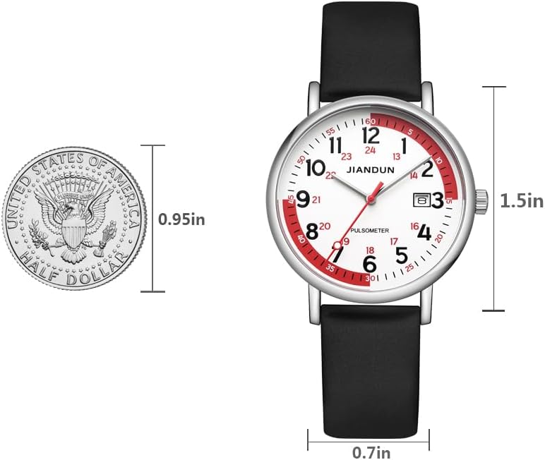 JIANDUN Waterproof Nurse Watch for Medical,Professionals,Students,Women Men, 24 Hour with Second Hand, Military Time Easy to Read Dial - Image 2