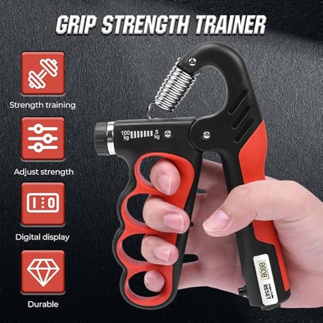 Hand Gripper Strengthener, Hand Squeezer Adjustable Resistance, Grip Strengthener Forearm Strengthener, Hand Exerciser for Muscle Building and Injury Recover, Forearm Strengthener