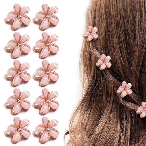 Rosa Kleine Blumen Haarschmuck, Glitzer Haarspangen, Süße Blumen Haarklammer Klein, Kleine Haarspangen, für Foto, Alltag, Party, Kommunion, Hochzeit, für Damen, Mädchen, (10 Stück, Rosa)