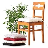 diMio Stuhlkissen -Jack- 35x35x6cm im 4er Pack - Moderne, weiche Sitzkissen mit Bindeband (Creme)